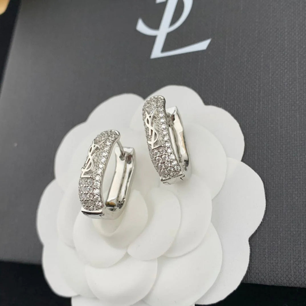 Paved Square Hoop Earrings