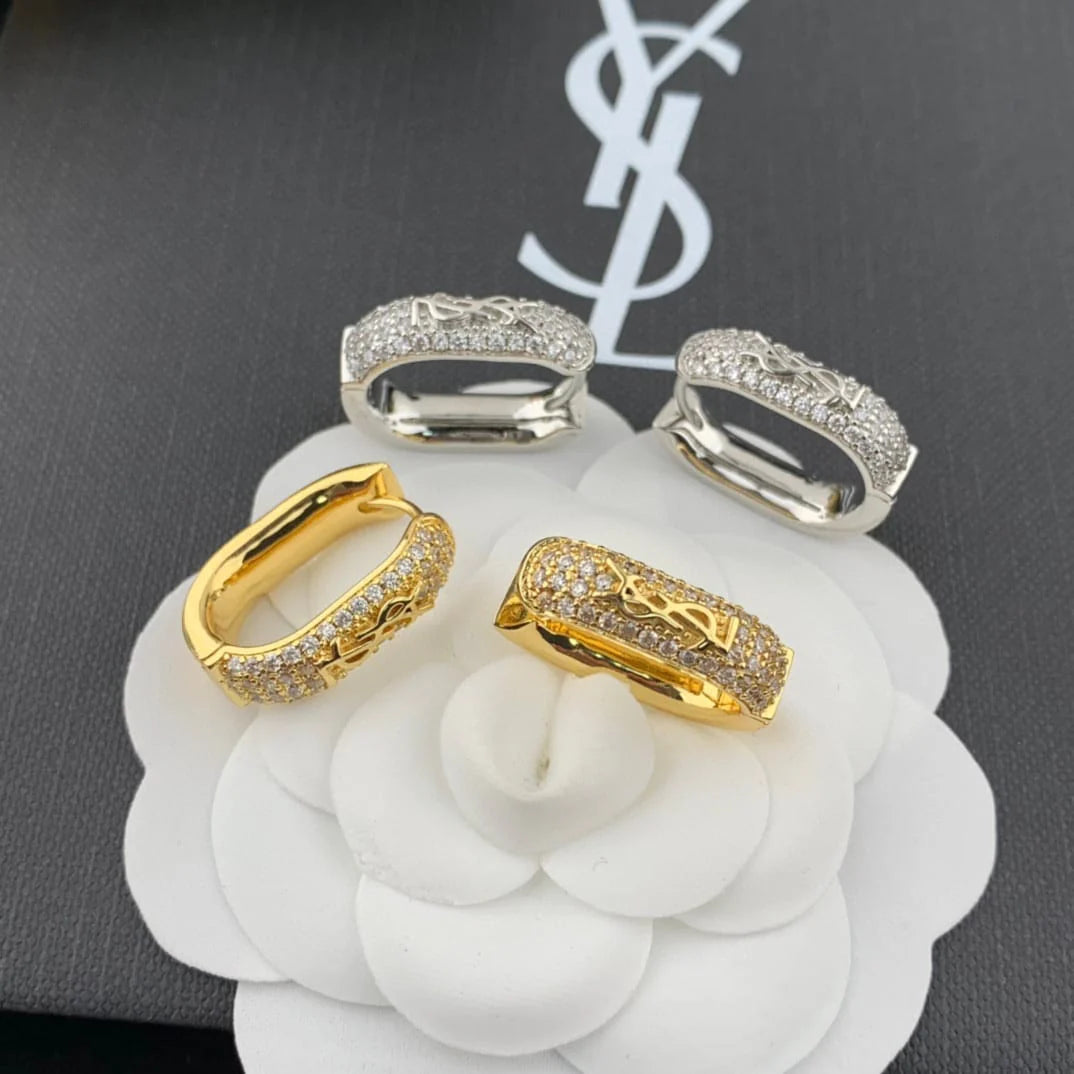 Paved Square Hoop Earrings