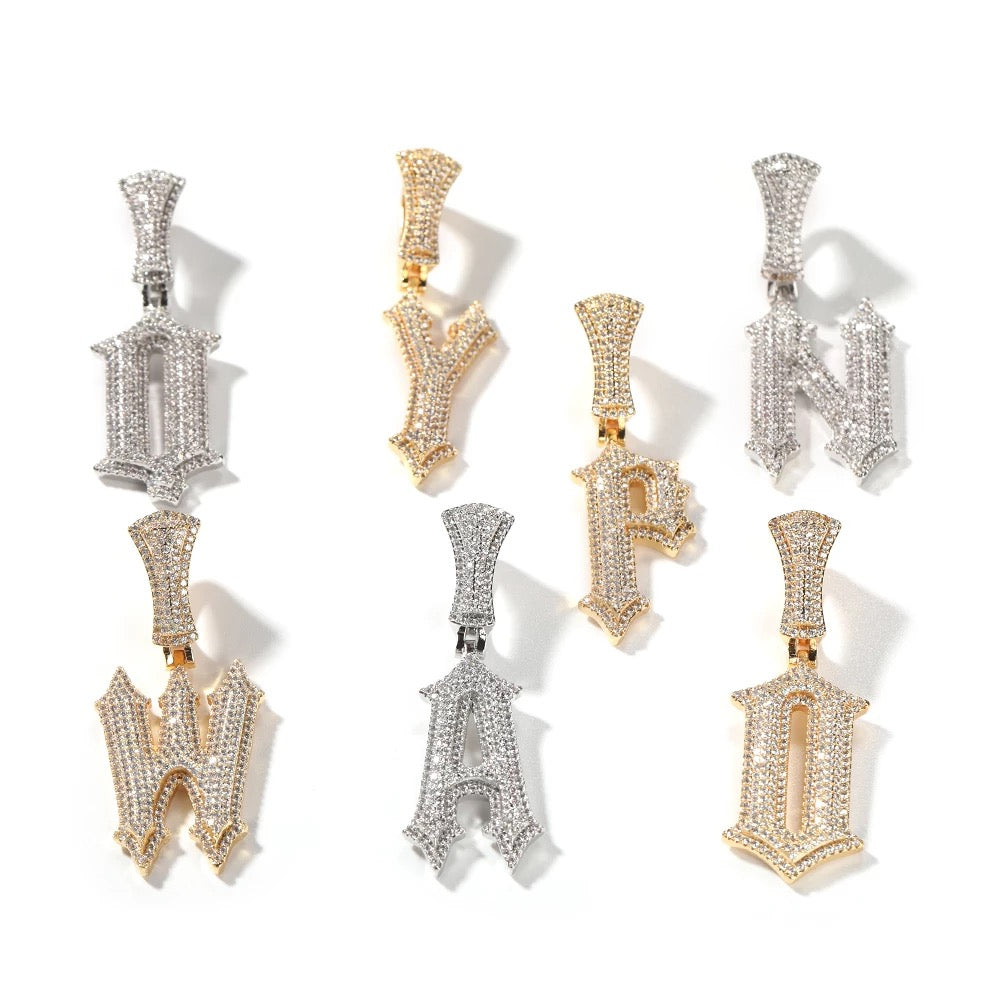 Glitch Initial Pendant Necklace