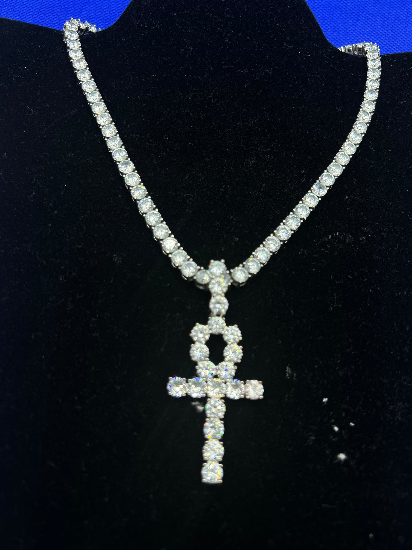 Ahn Key Pendant with Tennis Chain