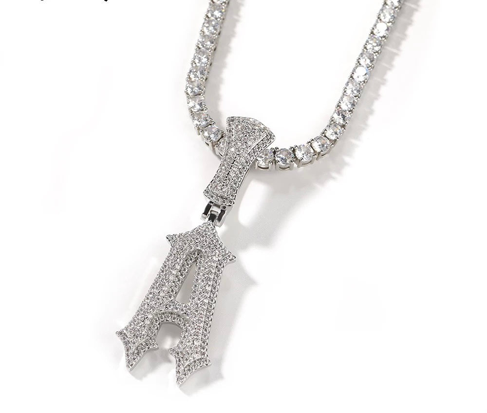 Glitch Initial Pendant Necklace