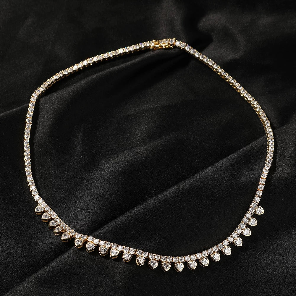 Iced Out Double Row Heart Tennis Chain