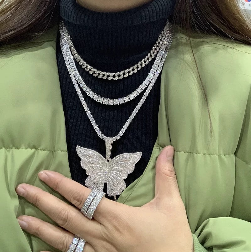 BLING cluster butterfly pendant