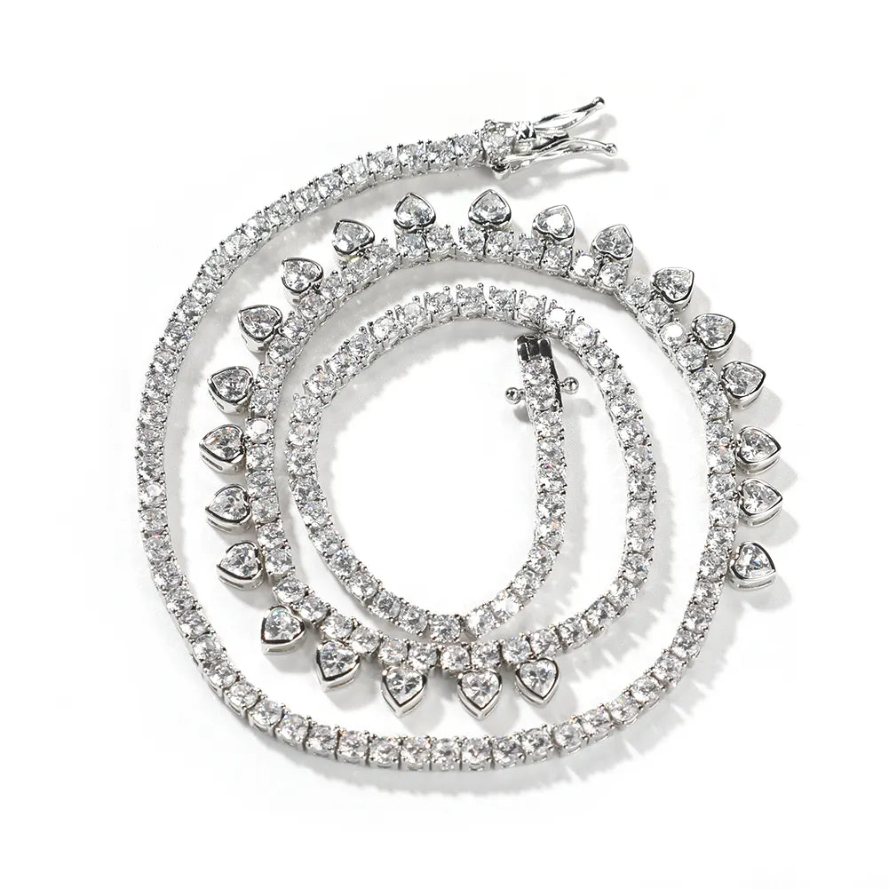 Iced Out Double Row Heart Tennis Chain