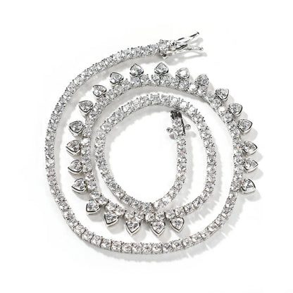 Iced Out Double Row Heart Tennis Chain