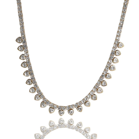 Iced Out Double Row Heart Tennis Chain