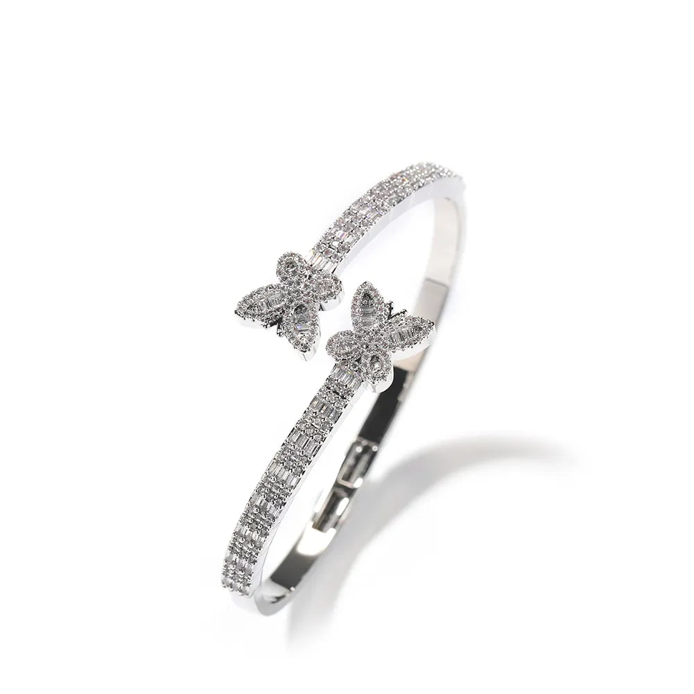 Adjustable Baguette Butterfly Bracelet & Earring Set