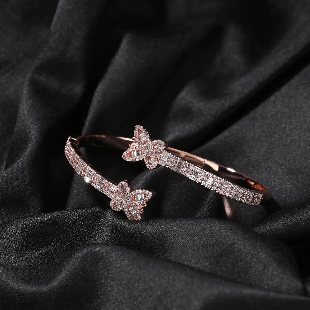Adjustable Baguette Butterfly Bracelet & Earring Set