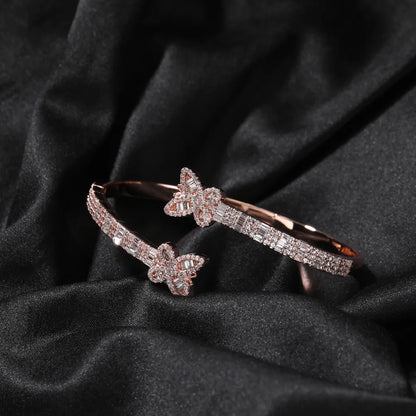 Adjustable Baguette Butterfly Bracelet & Earring Set