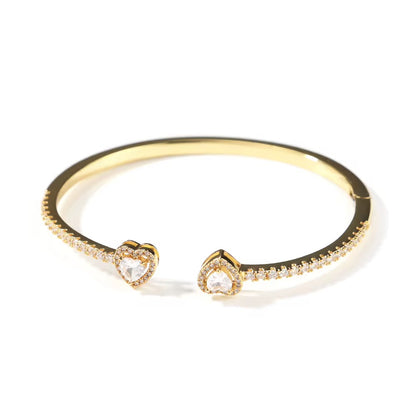Double Heart Cuff Diamond Bracelet