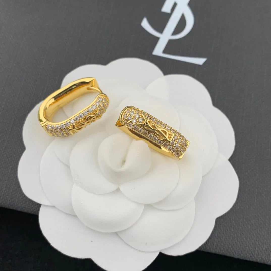 Paved Square Hoop Earrings
