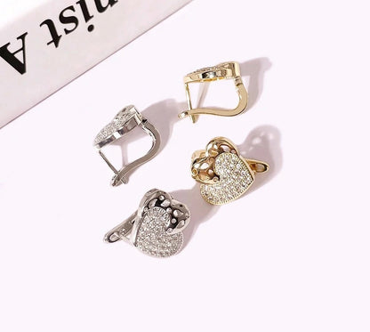 Clipped Hearts Clip On Earring