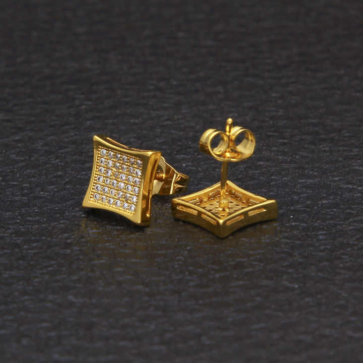 Paved Square Iced Stud Earrings