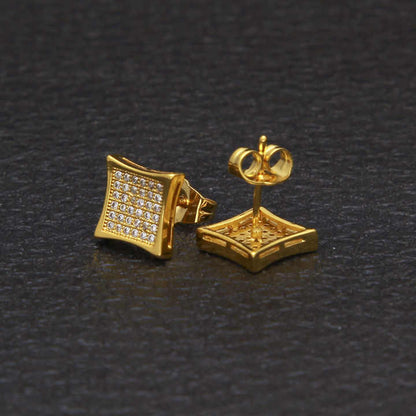 Paved Square Iced Stud Earrings