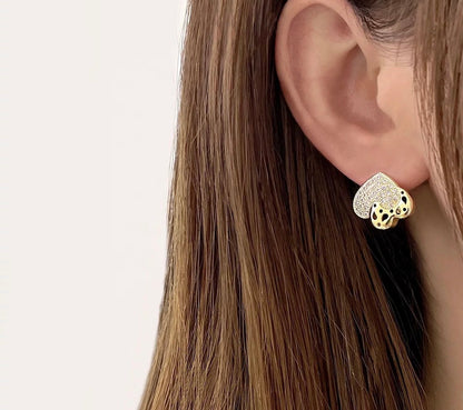 Clipped Hearts Clip On Earring