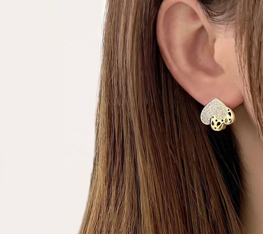 Clipped Hearts Clip On Earring