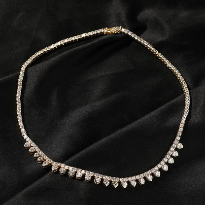 Iced Out Double Row Heart Tennis Chain