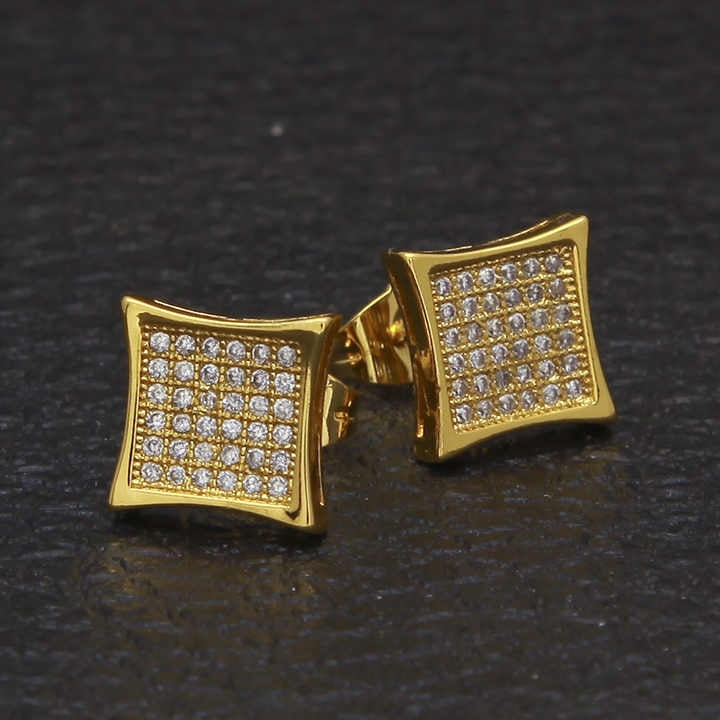 Paved Square Iced Stud Earrings