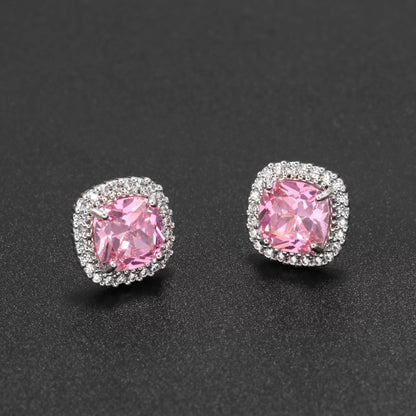 Colorful Platinum Stud Earrings