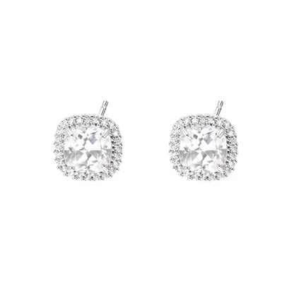 Colorful Platinum Stud Earrings