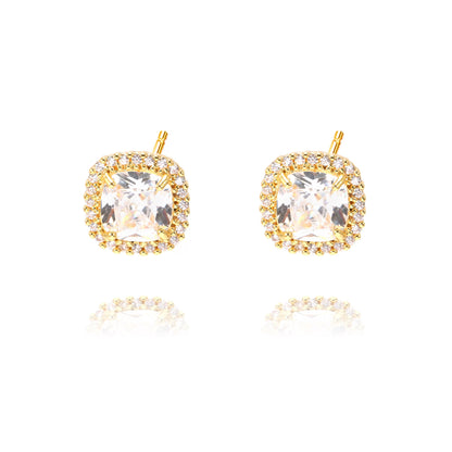 Colorful Platinum Stud Earrings